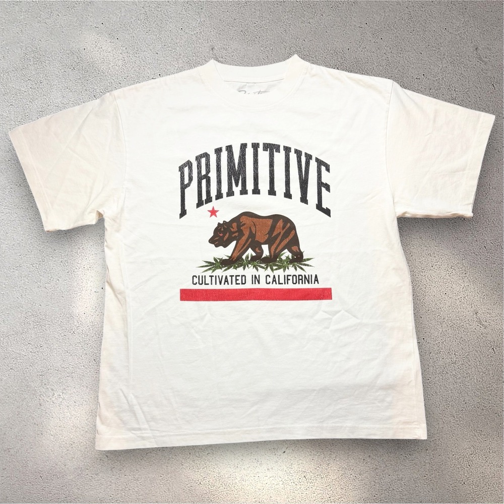 Primitive Skateboarding Cultivated In California Bear T-Shirt White Large Mens‎